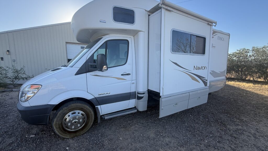 Luxury Itasca Navion RV rental in Flathead Valley Montana with slide-out and Mercedes Sprinter chassis